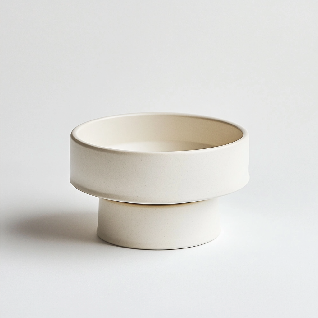 Rygok Elevated Ceramic Cat Bowl - 15° Tilted Stress-Free Feeding Station - Orthopedic Pet Bowl for Small Dogs & Cats - Dishwasher Safe - Cream White