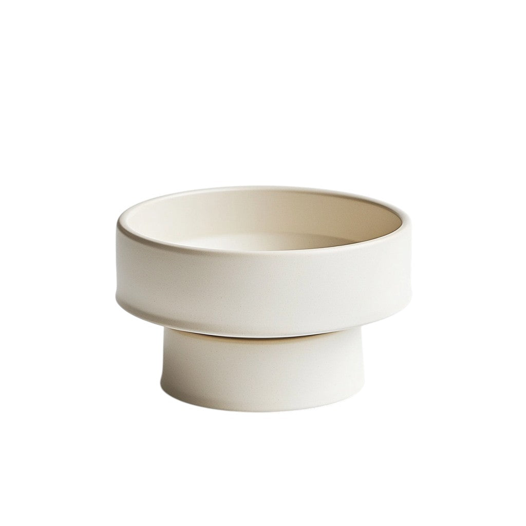 Rygok Elevated Ceramic Cat Bowl - 15° Tilted Stress-Free Feeding Station - Orthopedic Pet Bowl for Small Dogs & Cats - Dishwasher Safe - Cream White