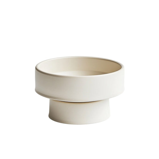 Rygok Elevated Ceramic Cat Bowl - 15° Tilted Stress-Free Feeding Station - Orthopedic Pet Bowl for Small Dogs & Cats - Dishwasher Safe - Cream White